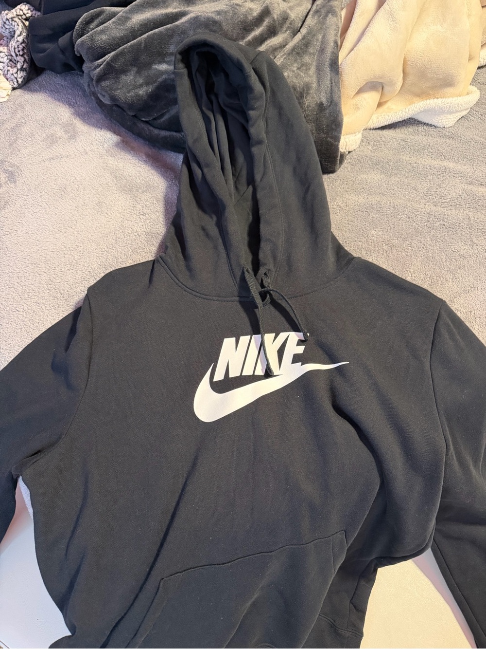 Nike Black Hoodie with White Swoosh Logo